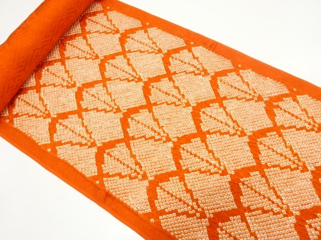 JAPANESE KIMONO / AUTHENTIC SHIBORI ABSTRACT PATTERN NAGOYA OBI FABRIC